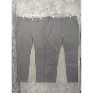 Bonobos Pants Mens 38x34 Gray Washed Chino Tailored Fit Flat Front Lot of 2